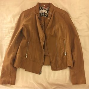 Black Rivet Faux Tan Leather Jacket